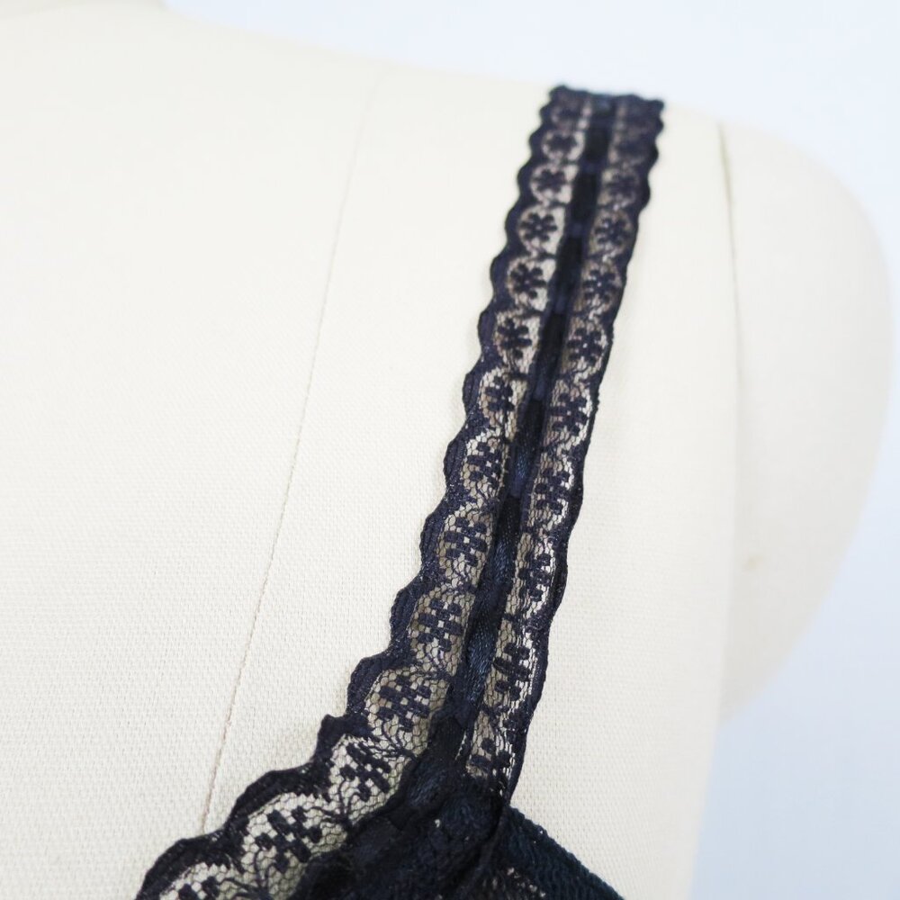 NWT Betsey Johnson Black Illusion Mesh Slip Dress with Floral Embroidery 8 $265 - Picture 12 of 16